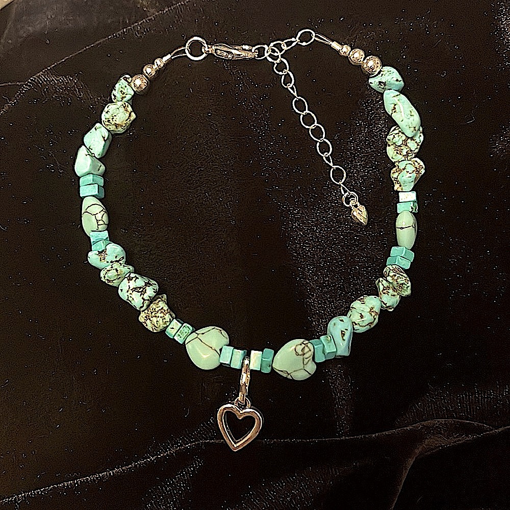 Turquoise and Howlite Anklet